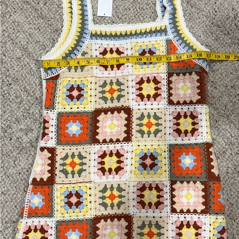 New In Ragstock Crochet Mini Dress - Colorful Granny Square Patchwork Size: S/M - Picture 12 of 12